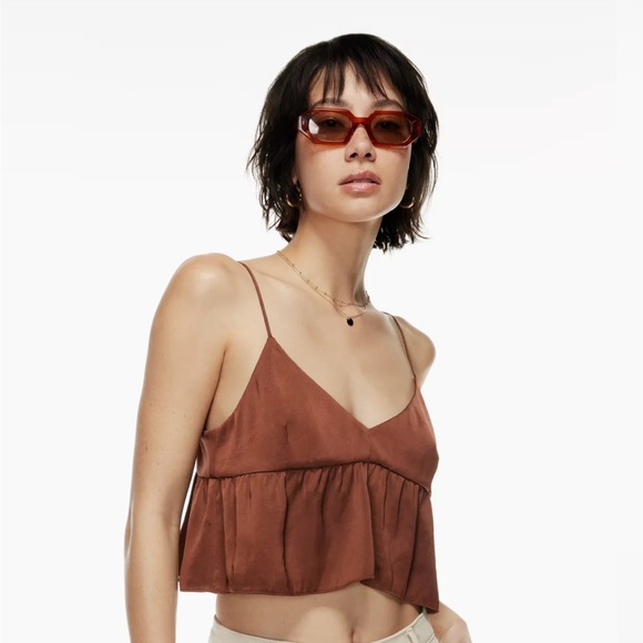 Aritzia Wilfred Lover Satin Camisole in dark brown - Picture 2 of 5